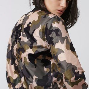Topshop Pink Camo MA1 Bomber Jacket